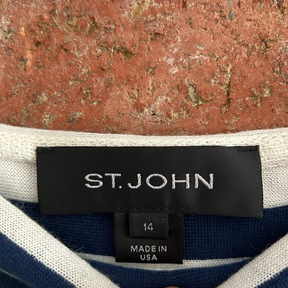 St. John size 14 navy white striped skirt - Picture 4 of 8